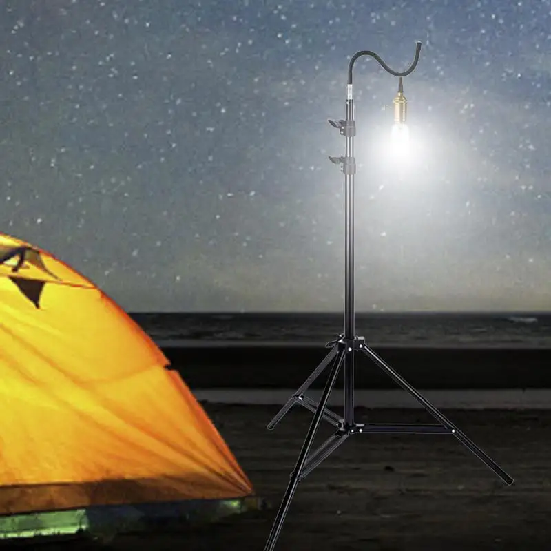 Trípode telescópico plegable de 2m, soporte de lámpara de pie de aluminio ligero ajustable, accesorios para acampar al aire libre