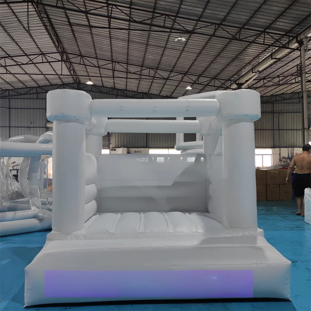 Factory price Inflatable bounce house with slide white bouncy castle for sale customized