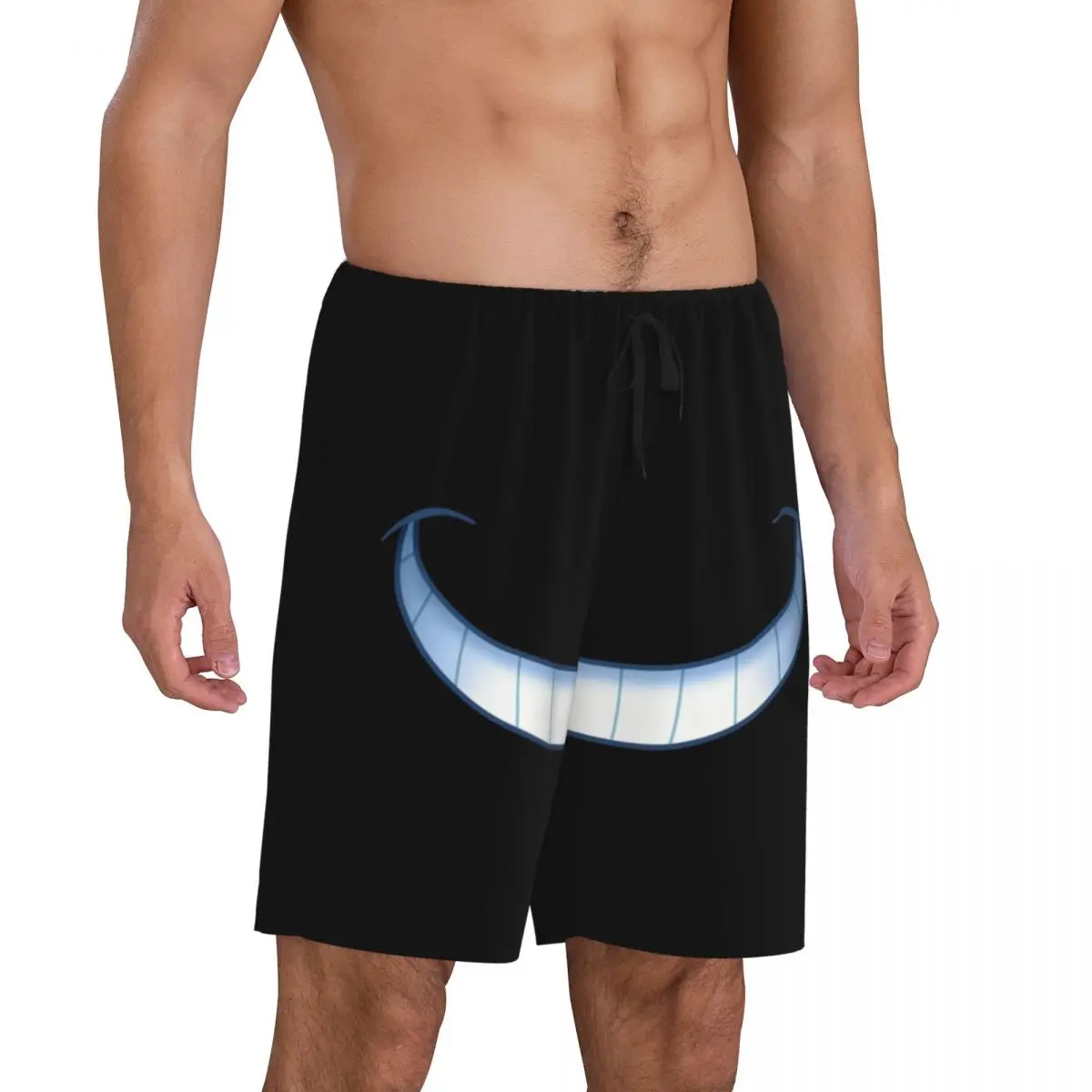 Custom Printed Men Smiling In The Dark Pajama Shorts Cheshire Cat Sleep Pjs Sleepwear Bottoms with Pockets