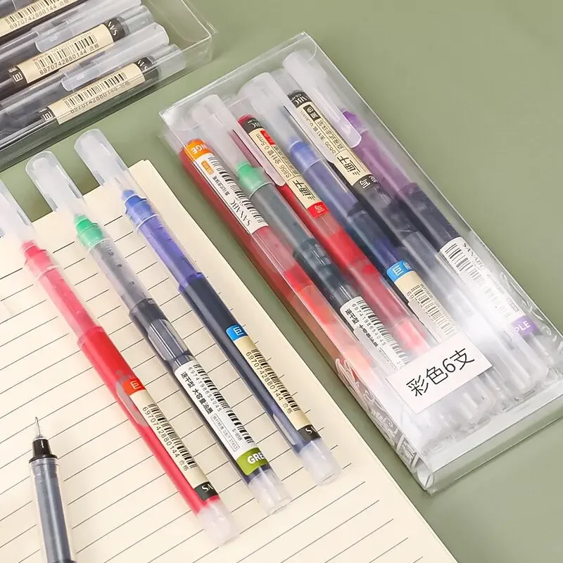 Large Capacity Liquid Ink Rollerball Pens 0.5mm Black Red Blue Green Purple Student Writing Quick-drying Learning Office Gel Pen image 2