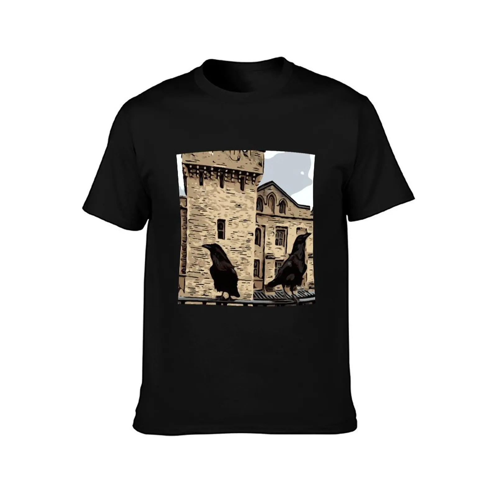 Ravens in the Tower of London - modern T-Shirt Christmas Casual Tee Shirt T-Shirt