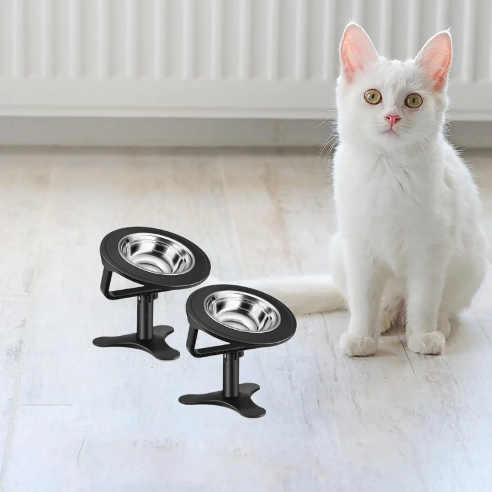 2 Pieces Adjustable Tilted Cat Food Bowl for Small, Medium and Large Cats