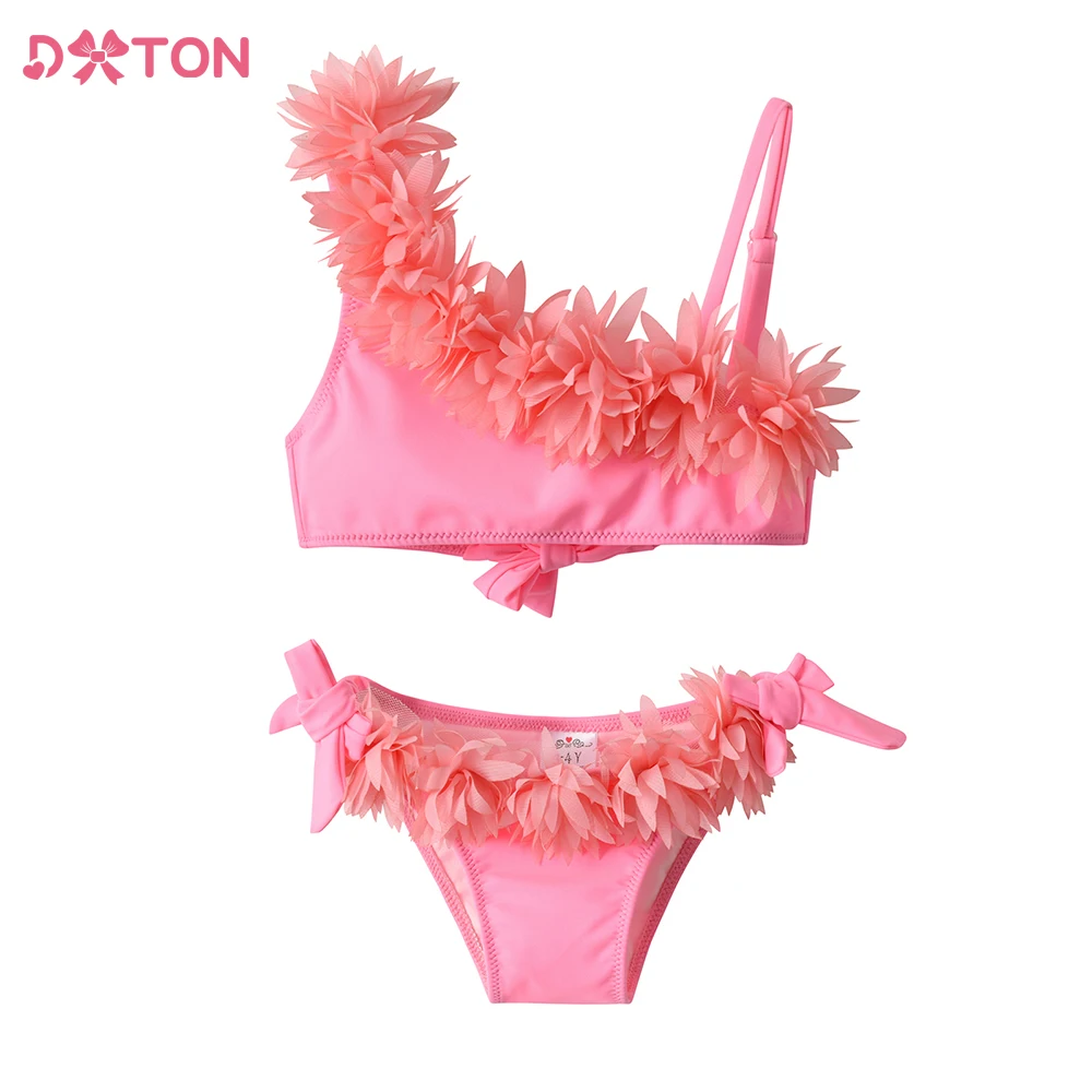 DXTON Girls Bikinis Sets Kids Ruffle Tops Shorts Swimwear Summer Beach Costumes Swimsuit Bathing Suit Toddlers Clothes Set