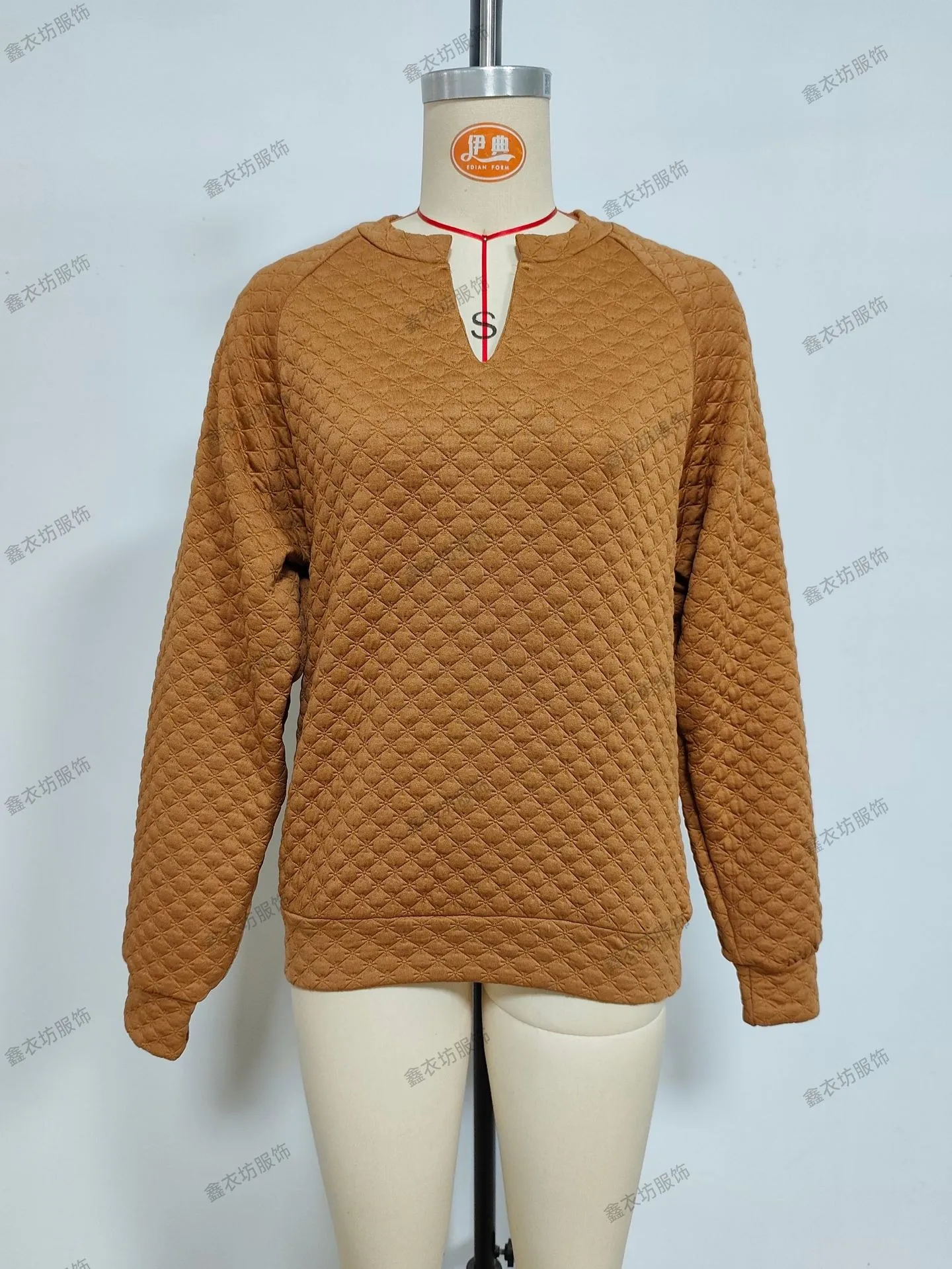 Long Sleeve Hoodie Casual Mid Length Elegant Commute with No Hood Pullover V Neck Patchwork Regular Sleeve Women Sweatshirt