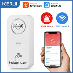 KERUI Tuya Smart Wireless Water Sensor Alarm 90db Water Leakage Detector Leak Alert Monitoring Leak and Drip Alarm For House