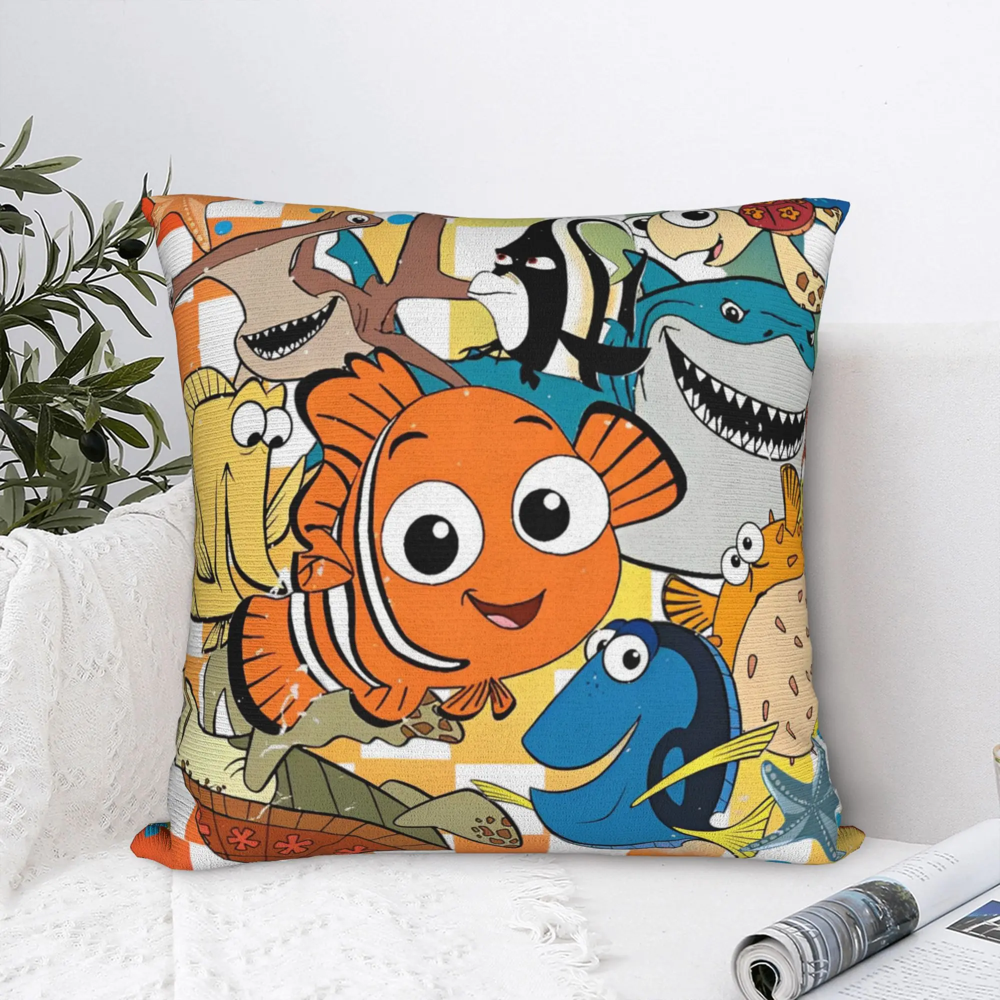 Finding Nemos Dorys Crush Squirt Square Pillow Case  Cushion Covers Funny Zippered Decor Pillowcase for Sofa 40x40cm