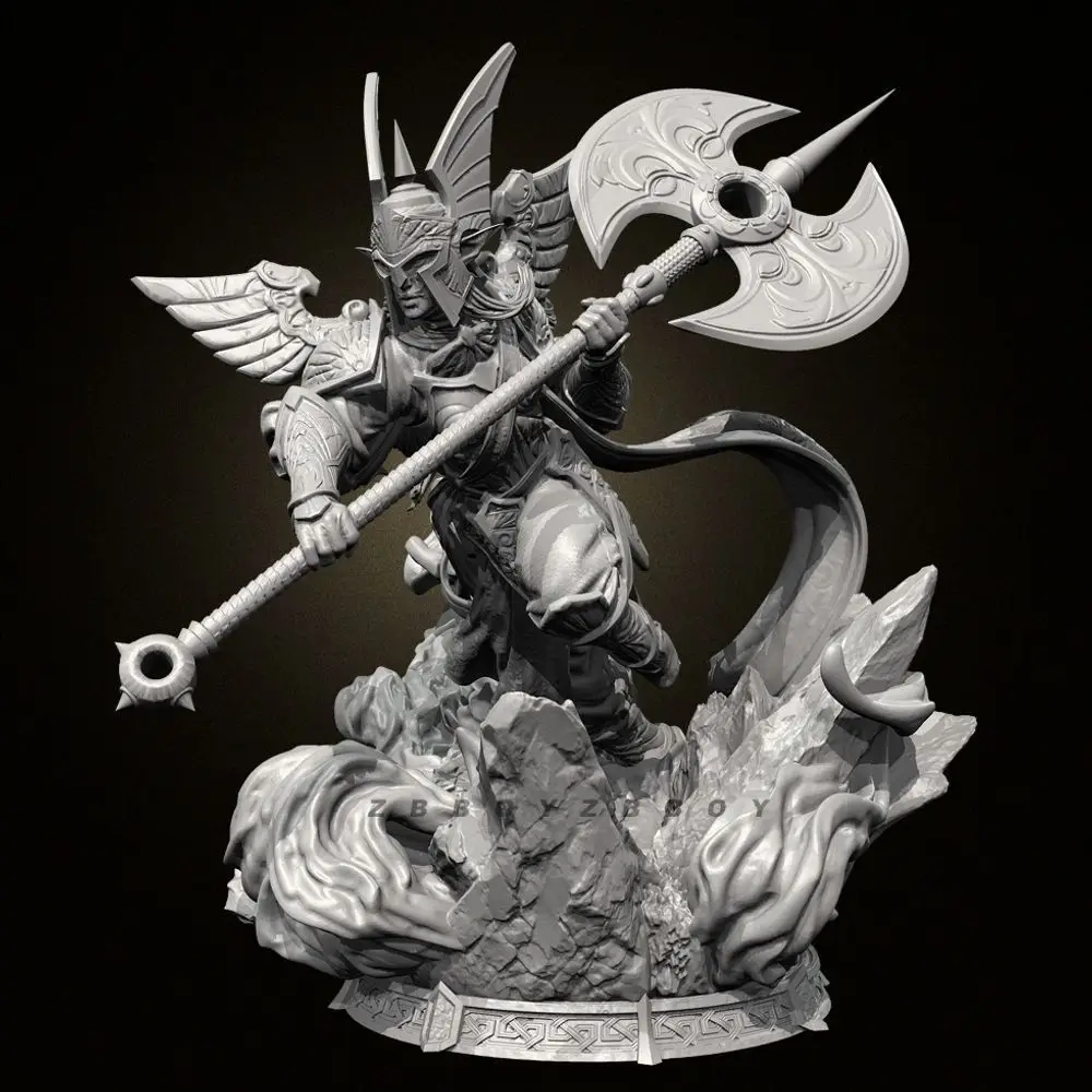 38mm 50mm 75mm Fantasy Giant Axe Celestial General Resin Soldier White Model Self-assembly DIY Coloring Figurines Miniatures