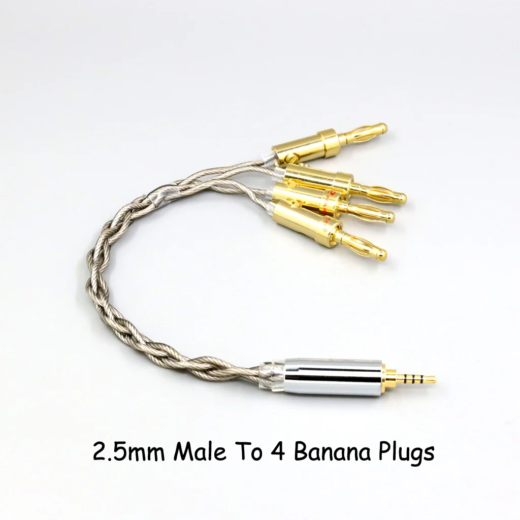 99 % reines Silber + Graphen versilbertes Schild-Kopfhörerkabel für XLR 6,35 mm 4,4 mm 3,5 mm männlich weiblich auf 4 Bananenstecker-Adapter – Detail 8