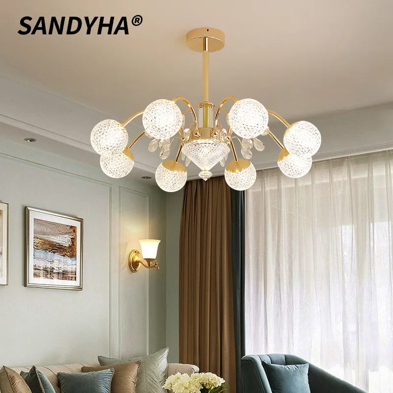 

SANDYHA Postmodern Minimalist Pendant Lights Acrylic Lampshade Design LED Chandelier Living Room Decor Bedroom Lighting Fixtures