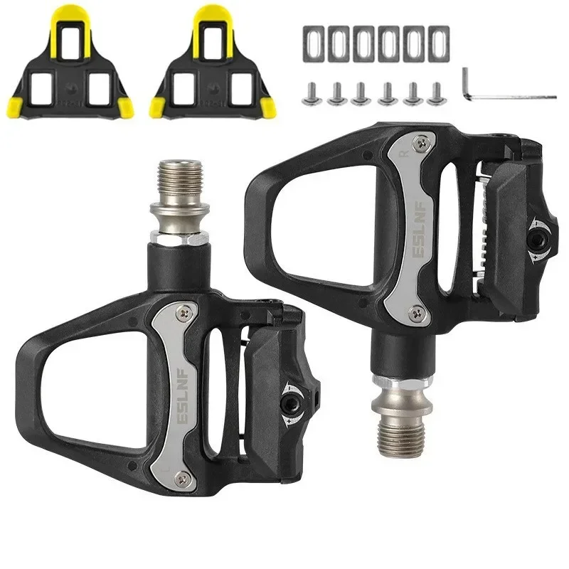 

Bicycle Clipless Pedal Aluminum Alloy Carbon Fiber Finish Cr-Mo Steel Axle Sealed Bearing SPD Compatible Adjustable Tension Nice