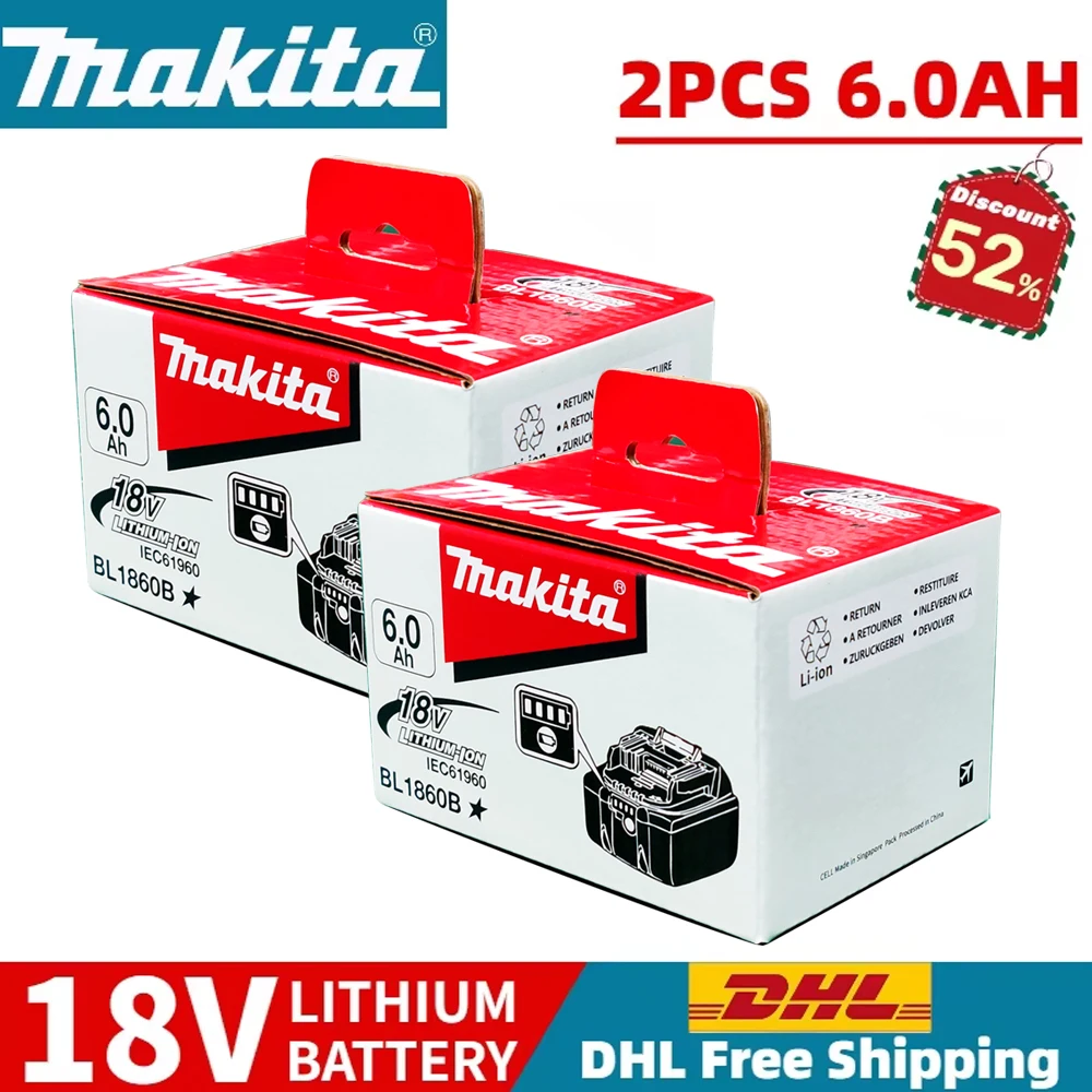 

6000mAh 100% Original Makita 18V Rechargeable Battery for Makita 18V BL1830 BL1830B BL1860 BL1860B BL1850 BL1850B Power Tools