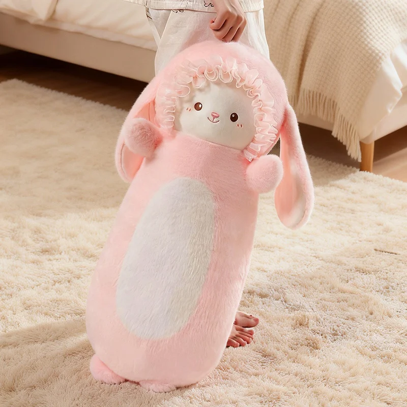 Rabbit Penguin Hat Sheep Strawberry Duck Long Plush Pillow 70cm Animal Hood Ears White Belly Soft Hug Body Sofa Gift