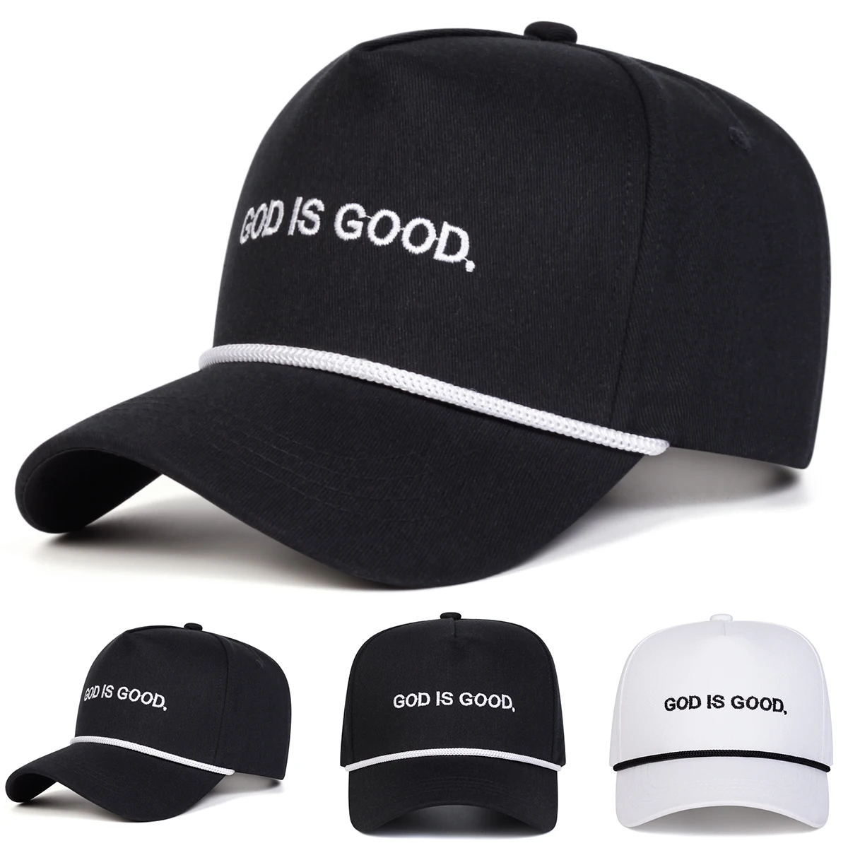 Gorras de béisbol Unisex con bordado de letras de Dios es buena, gorras informales ajustables para exteriores para primavera y otoño, gorra deportiva con protección solar