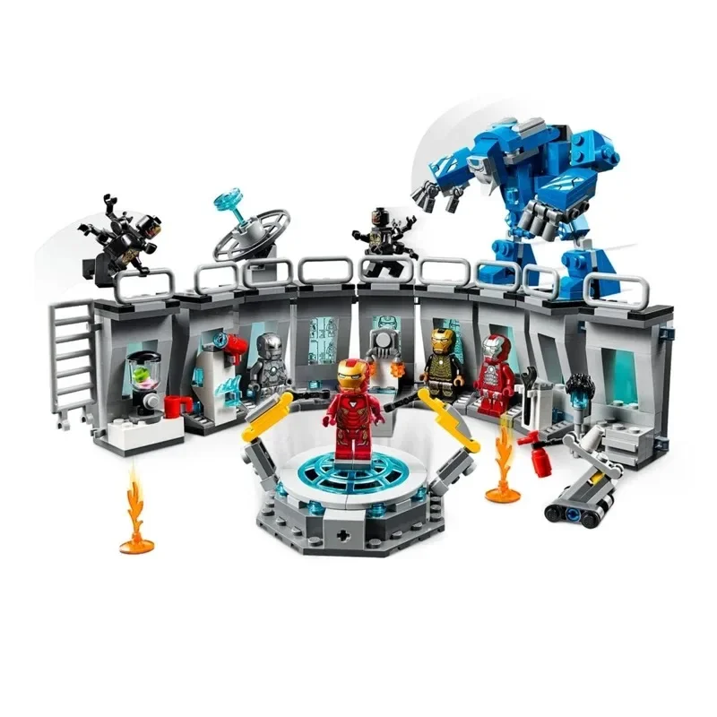 

MINISO Marvels Avengers Super Heroes Iron Man Hall of Armour Robot Hall FIT Legoing 76125 Model Building Blocks Bricks Gift Toy