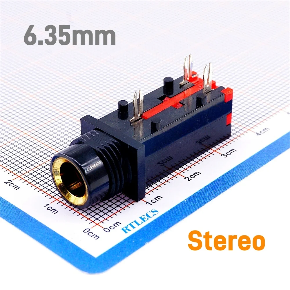 2 5 20 Pcs 0.250' 6.35mm Stereo Phone Jack Female Headphone Connector 3 Pole 3 Contact No Switch Right Angle Through Hole Solder