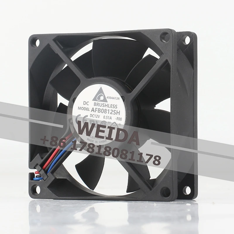 

Вентилятор охлаждения Delta AFB0812SH-F00 DC 12V 0.51A с двойным шарикоподшипником, высокопроизводительный, 8 см, 80x80x25 мм