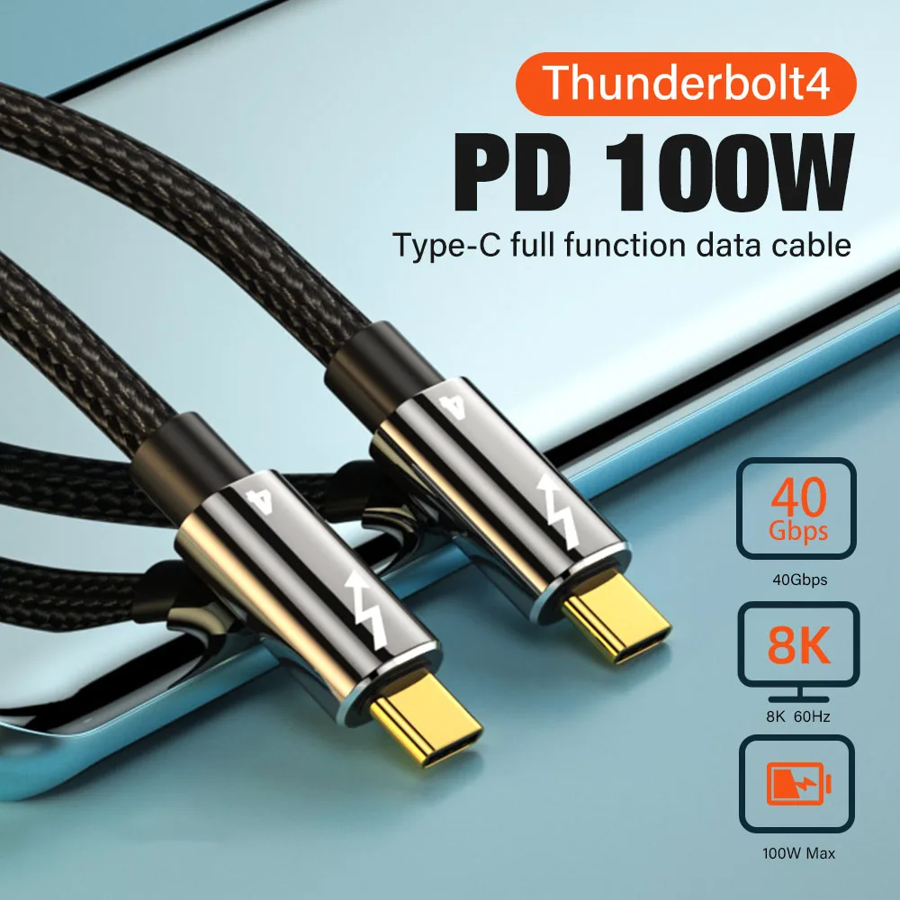 Thunderbolt 4 Cable 40Gbps Data Transfer superspeed PD 100W USB C Cable 8K 5K 4K 60Hz Display Type C Charger Cable For iPhone 16