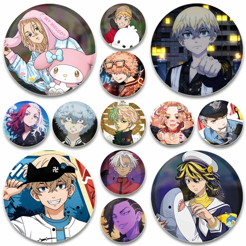 

Anime Tokyo Revengers Brooch Pin Manjiro Sano Matsuno Chifuyu Mikey Hanemiya Kazutora Smily Naoto Tachibana Badge Bag Accessorie