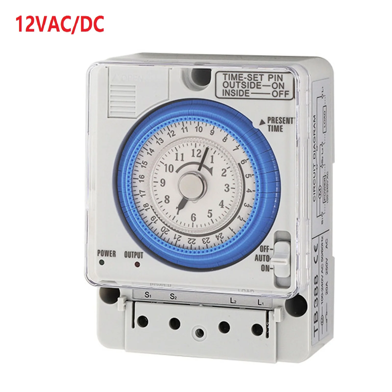 Mechanical Timer Time Control Switch Plastic TB388 110-230VAC 112x82x50mm 24 Hours Dust Cover Advertising Lights