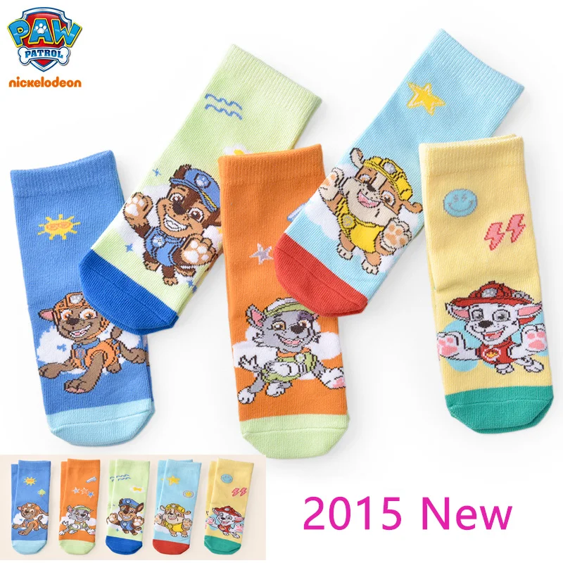 

5 Pairs Genuine Paw Patrol Children Socks Anime Kids Boys Girls Short Sock Chase Ryder Cartoon Baby Spring Autumn Socks 2-8Y