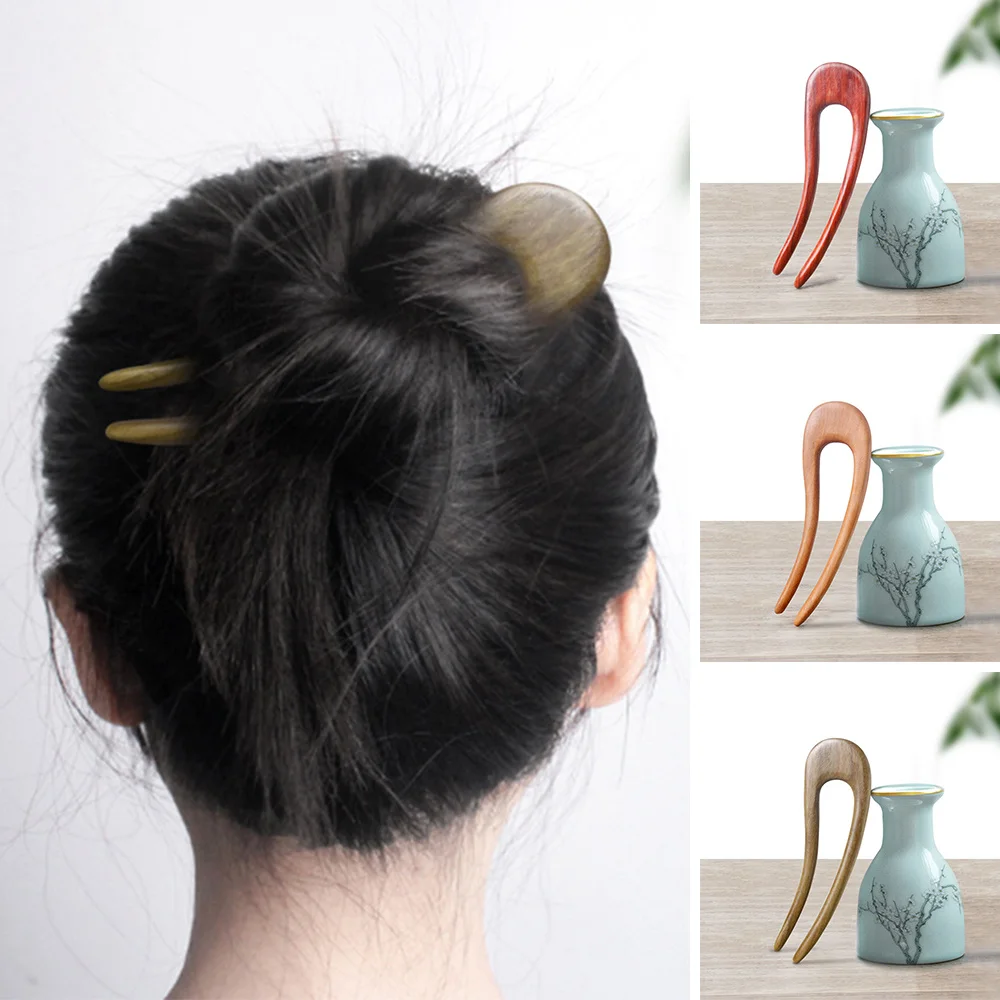 Hair Stick Ebonized Wood U-Shape Cheongsam Chinese Clothes Hairpin Accessories Wood Materials Hair Chopsticks d88