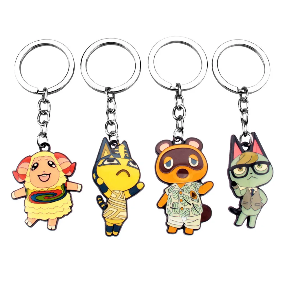 Cartoon Animal Crossing Related Collection Metal Figure Keychain Charm Pendant Key Rings Jewelry Cosplay Accessories