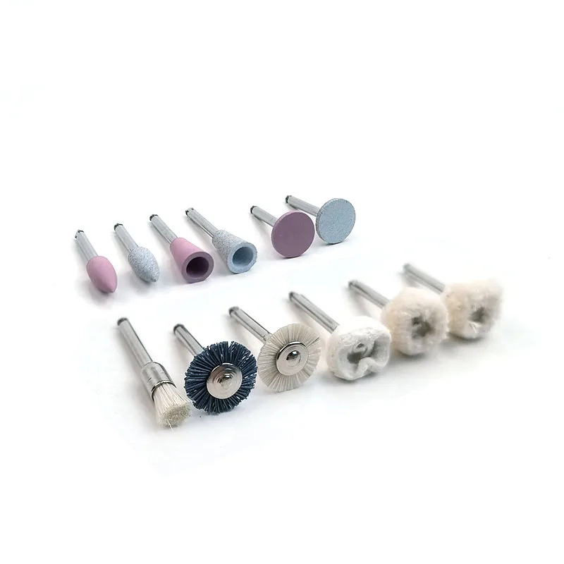 12pcs/Set Dental Polishing Brushes Silicon Polisher for Ceramics Nature Teeth Composite Dentistry Tools Lab Accessories