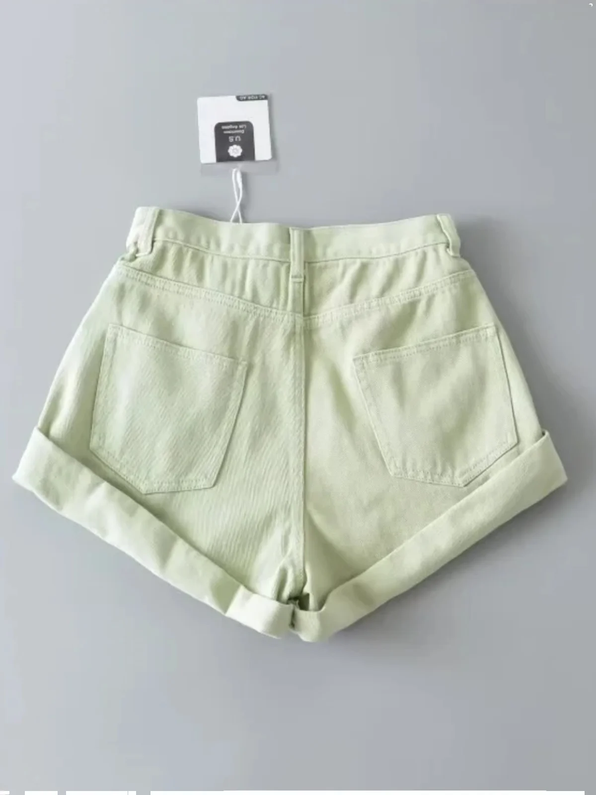 Sexy Summer Short Jeans High Waist Loose Fit Women's Wide Leg Shorts Cuffed Hem Thin Model A-Line Utility Hot Ins Pants