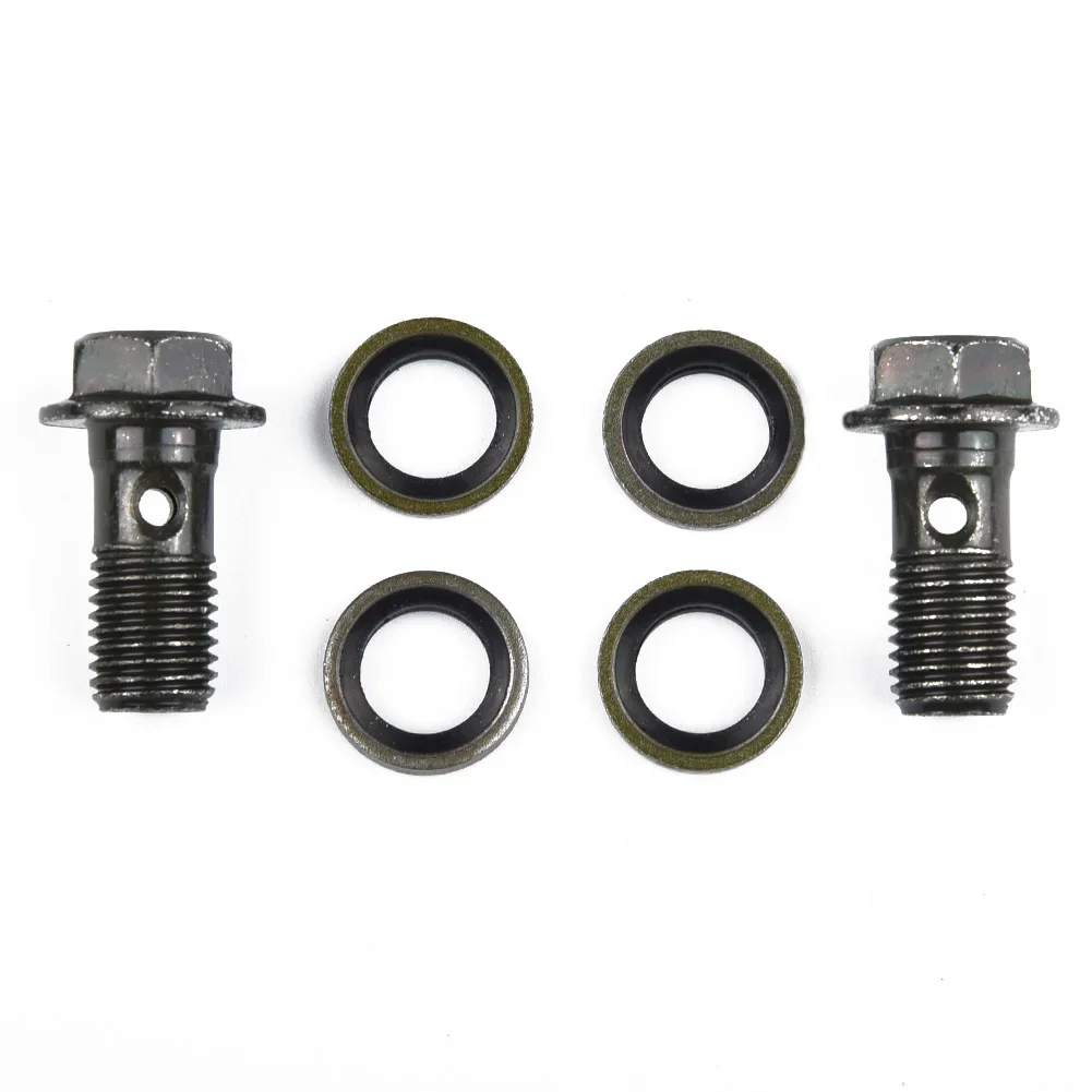 2pcs M10 X 1.25mm Motorcycle Brake Tubing Bolt 4pcs Washers Set Brake Master Cylinder Oil Hose Screw Banjo Bolt Motorcycle