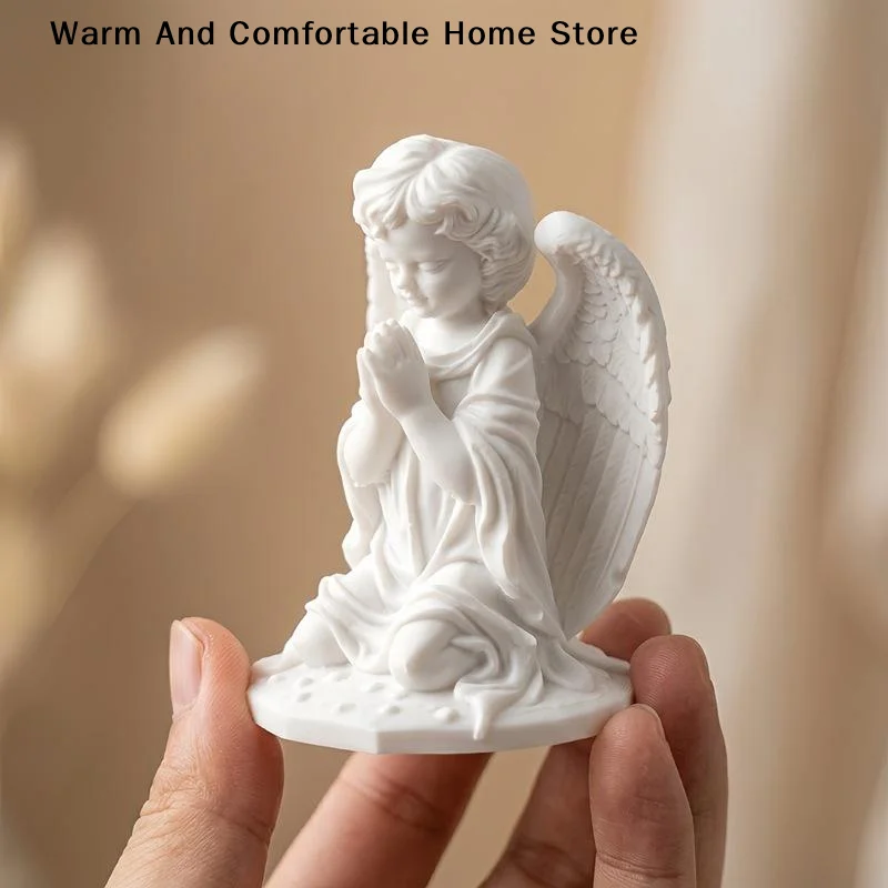 【W】3D Printed Kneeling Angel Figurine Prayer Statue Sculpture Desktop Ornament Decoration