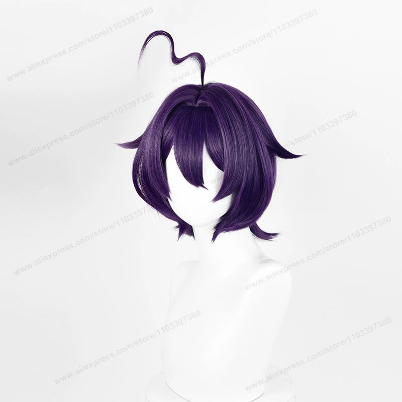 Парик для косплея Hiiragi Utena, термостойкие синтетические короткие волосы 33 см фиолетового и черного цвета для косплея