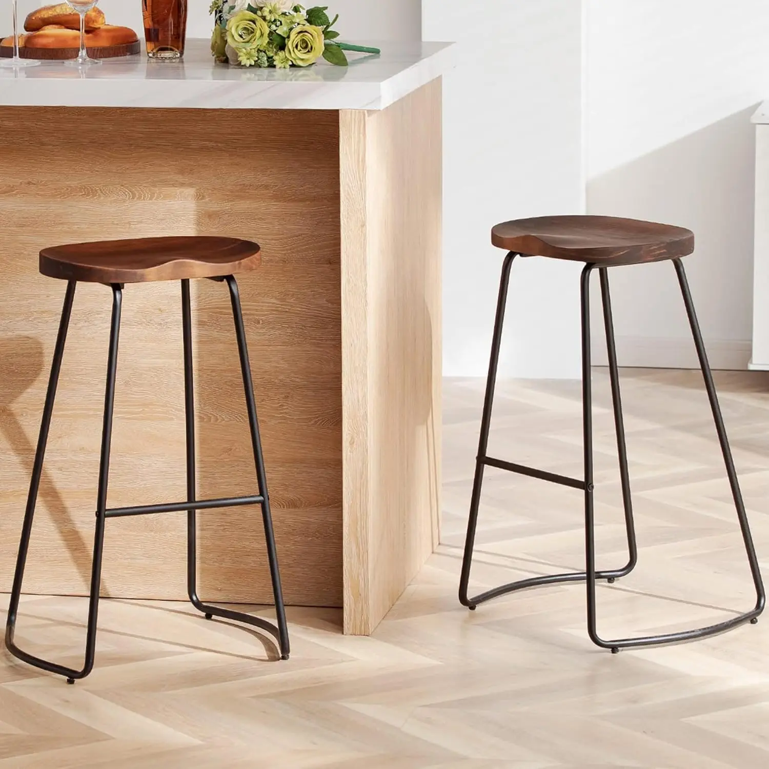 Solid Wood Barstools Set of 2, 30