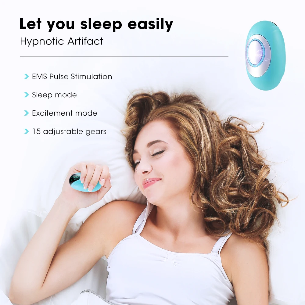 15 Gear Sleep Aid Artifact Hypnosis Handheld Device Mini Portable Machine Smart Sleeper Monitor EMS Pulse Stimulation Sleeping