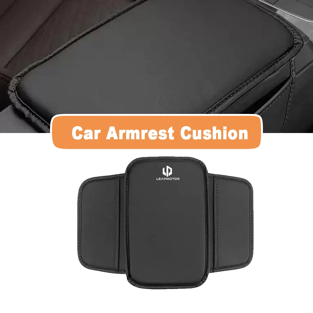 For Leapmotor T03 S01 C11 C01 C10 Leap MotorCar Armrest Pad with Storage Bag PU Car Elbow Pad Car Center Console Armrest Box