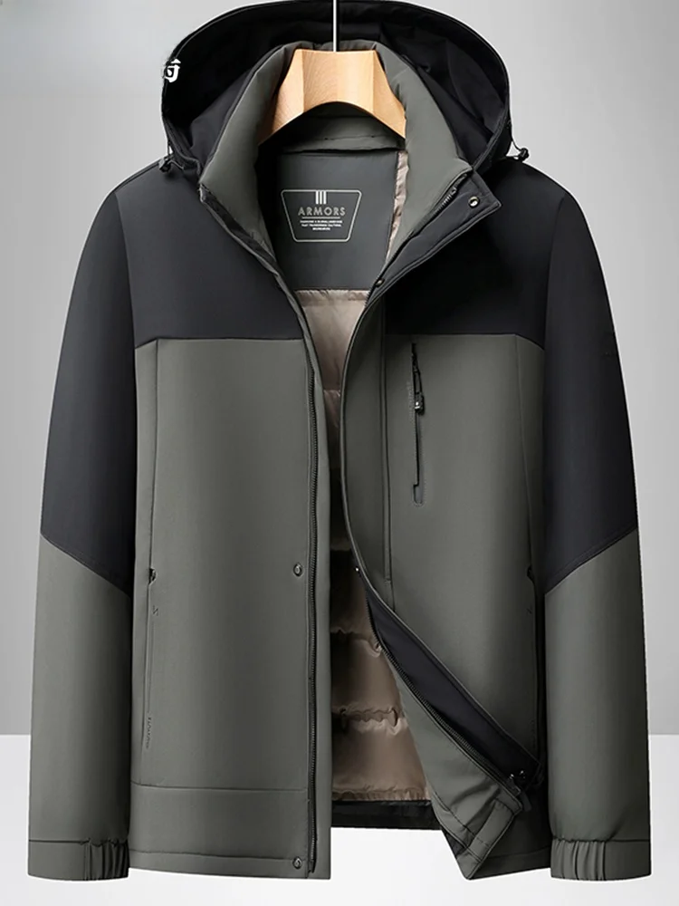 

Утепленная белая мужская куртка-пуховик с отстегивающейся подкладкой, ветрозащитная, осенне-зимняя, повседневная, на молнии, для активного отдыха