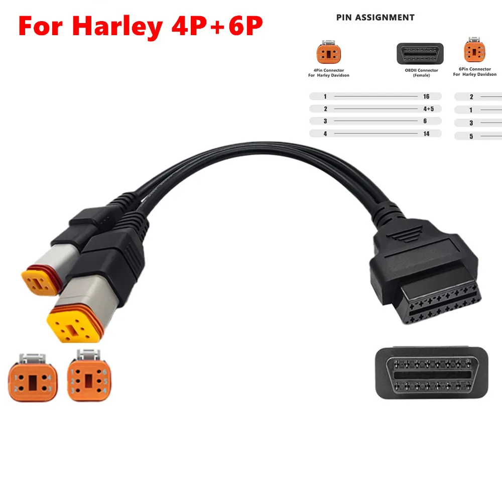 OBD2 Connector Universal K CAN For Harley 6Pin + 4Pin Two-in-one 2in1 Code Reader Adaptor OBD2 Diagnostic Scanner Adapter