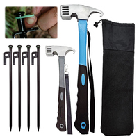 4Pcs Tent Pegs Forged Steel Tent Pegs Heavy Duty Unbreakable Tent Pegs 30cm with Storage Bag & Hammer for Camping Picnic