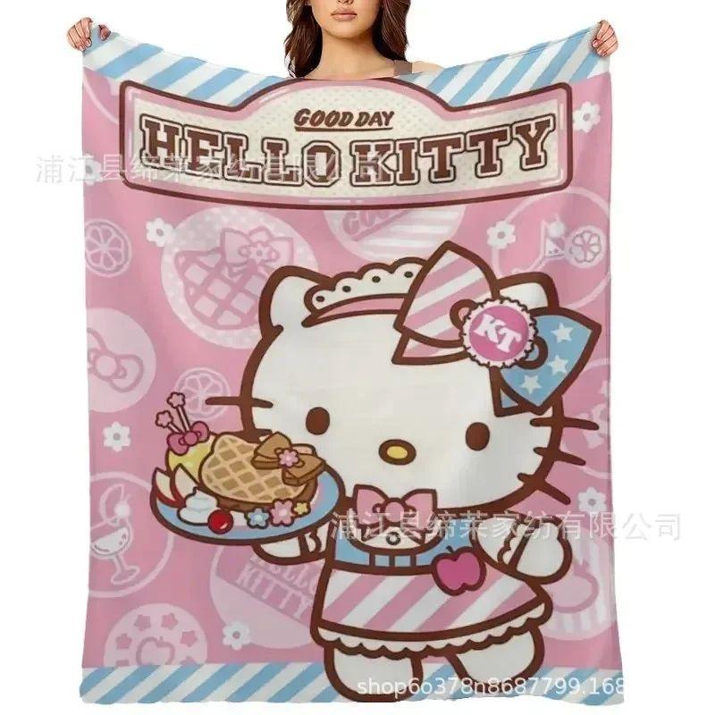 Sanrios New Soft Plush Blanket Cinnamoroll Hello Kitty Kuromi My Melody Kawaii Cartoon 75x100cm Sofa Bedroom Flannel Throw Shawl