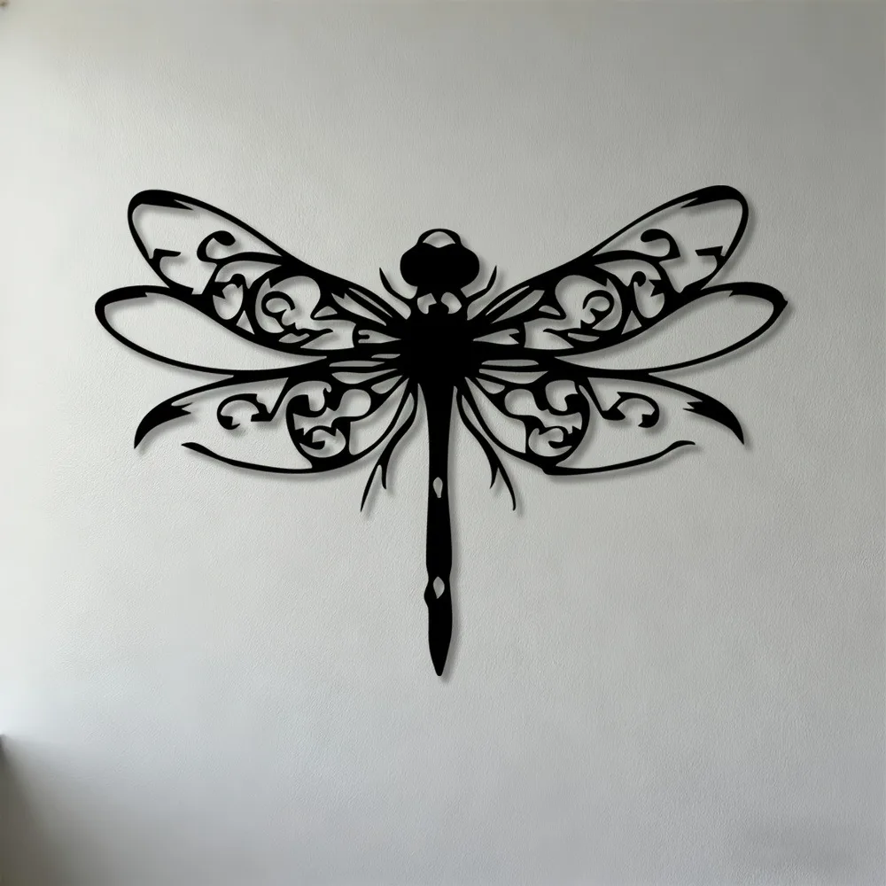 CIFBUY Metal Wall Art Dragonfly Sculpture 2D Flat Iron Wing Wall Hanging Decor for Living Room Bedroom Office Garden Elegant