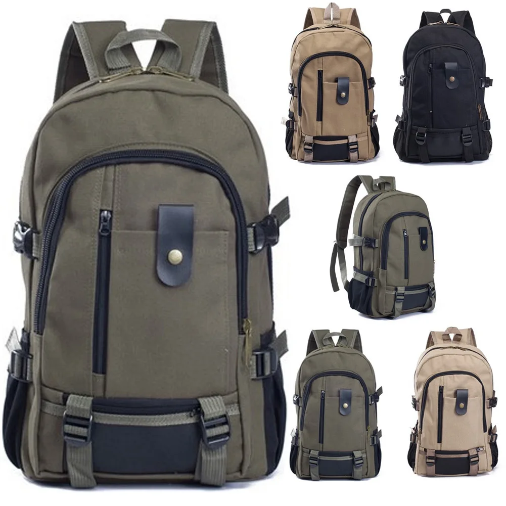 Outdoor Canvas Backpack Hiking Camping Travel Bag For Men Women Outdoor Students School