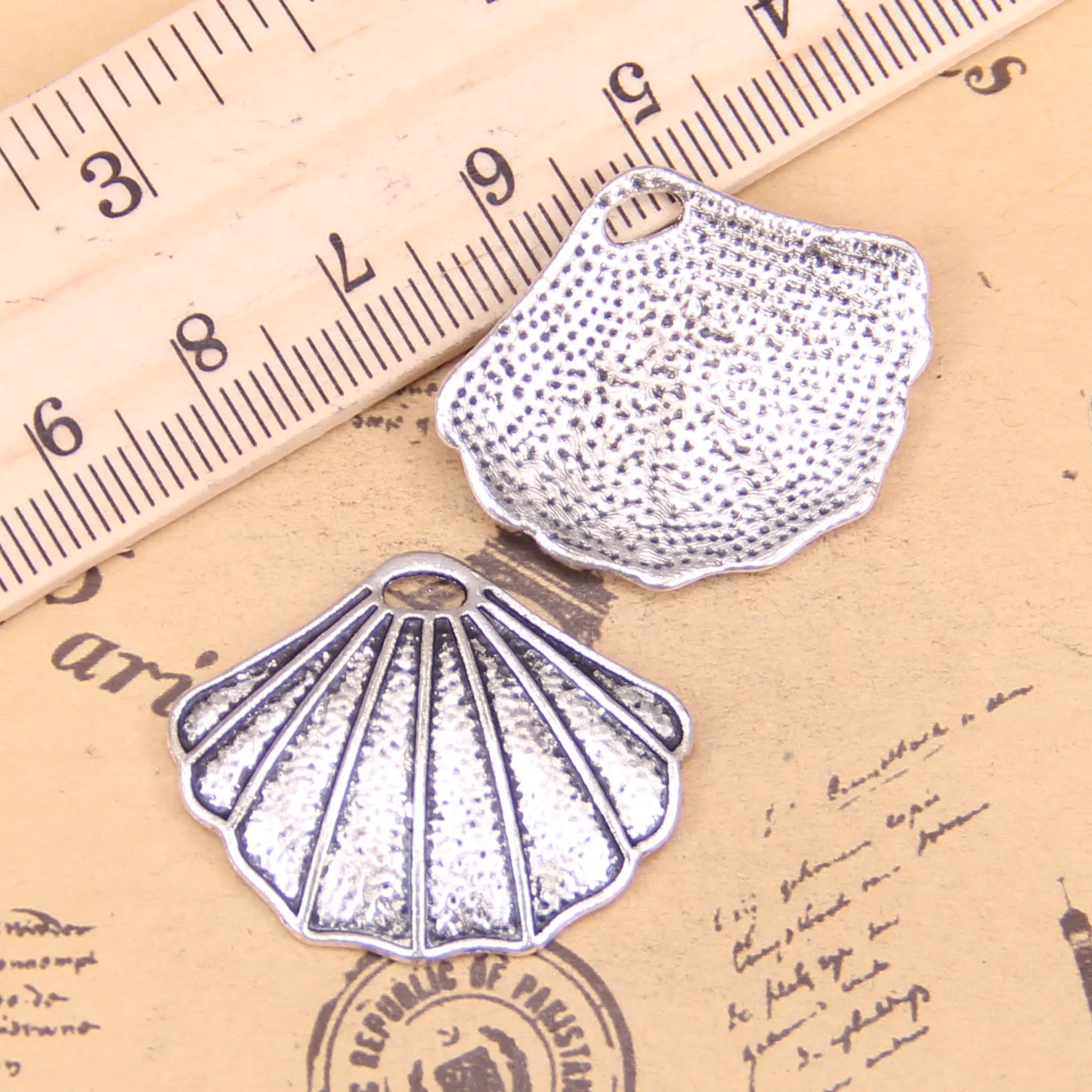 48pcs Jewelry Charms Shell 25x30mm Antique Silver Plated Pendants Making DIY Handmade Tibetan Silver Jewelry