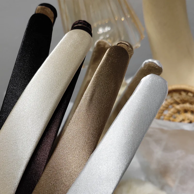 ربطة شعر بأسلوب فرنسي بحافة رقيقة أنيقة لون نقي إكسسوار شعر حريري عتيق