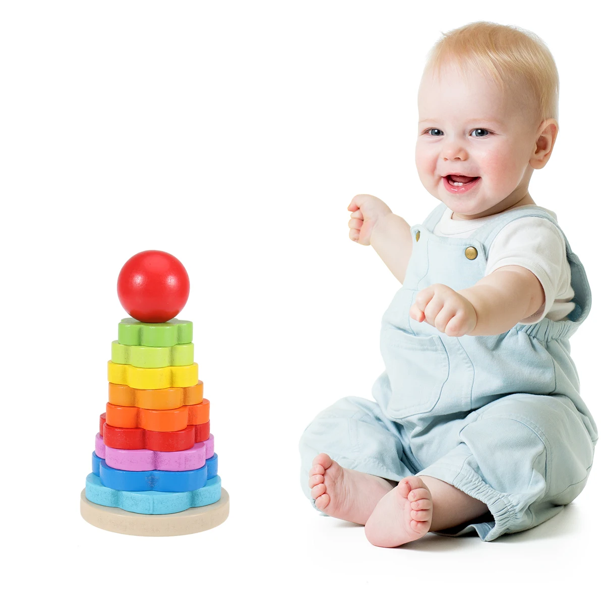 Kinder Kreative Regenbogen Spiel Spielzeug Kreis Bausteine Turm Pädagogisches Spielzeug Holz Spielzeug für Kinder Babys