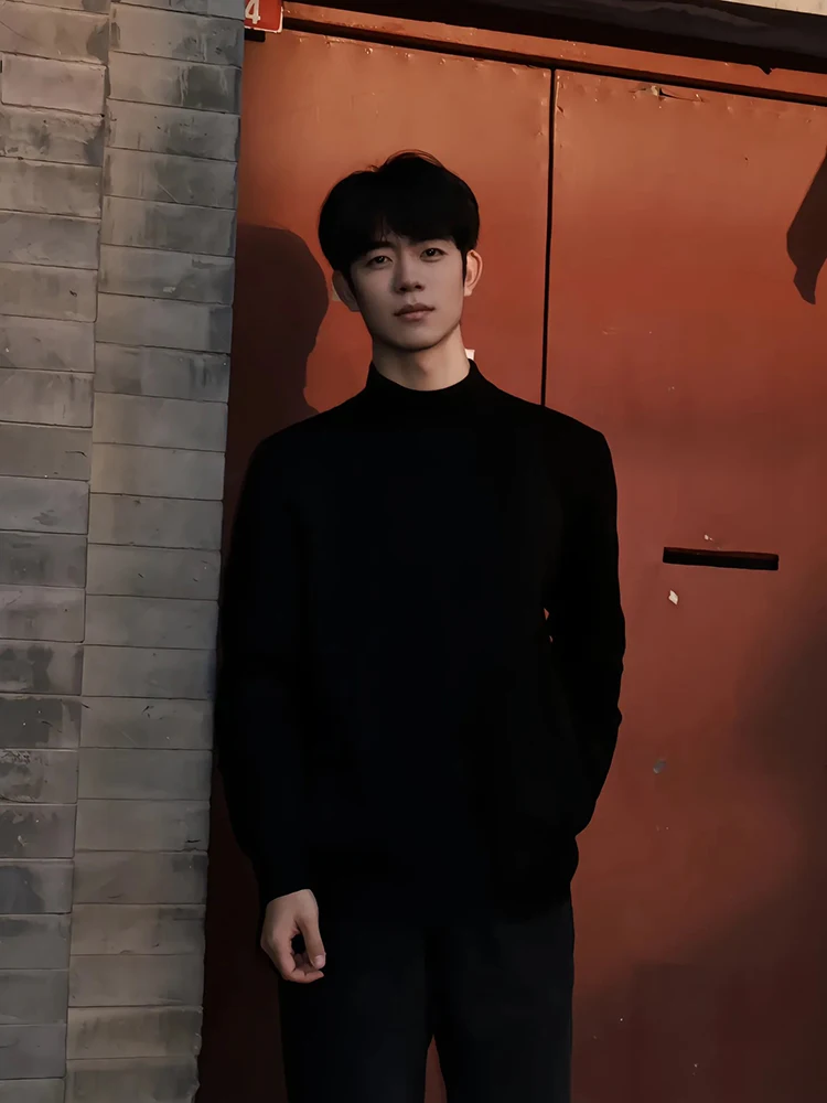 

Bla Men's Long Sve Thermal T-irt High Collar Fce Lined Slim Fit American Retro Sle Base Layer irt for Autumn Wi...