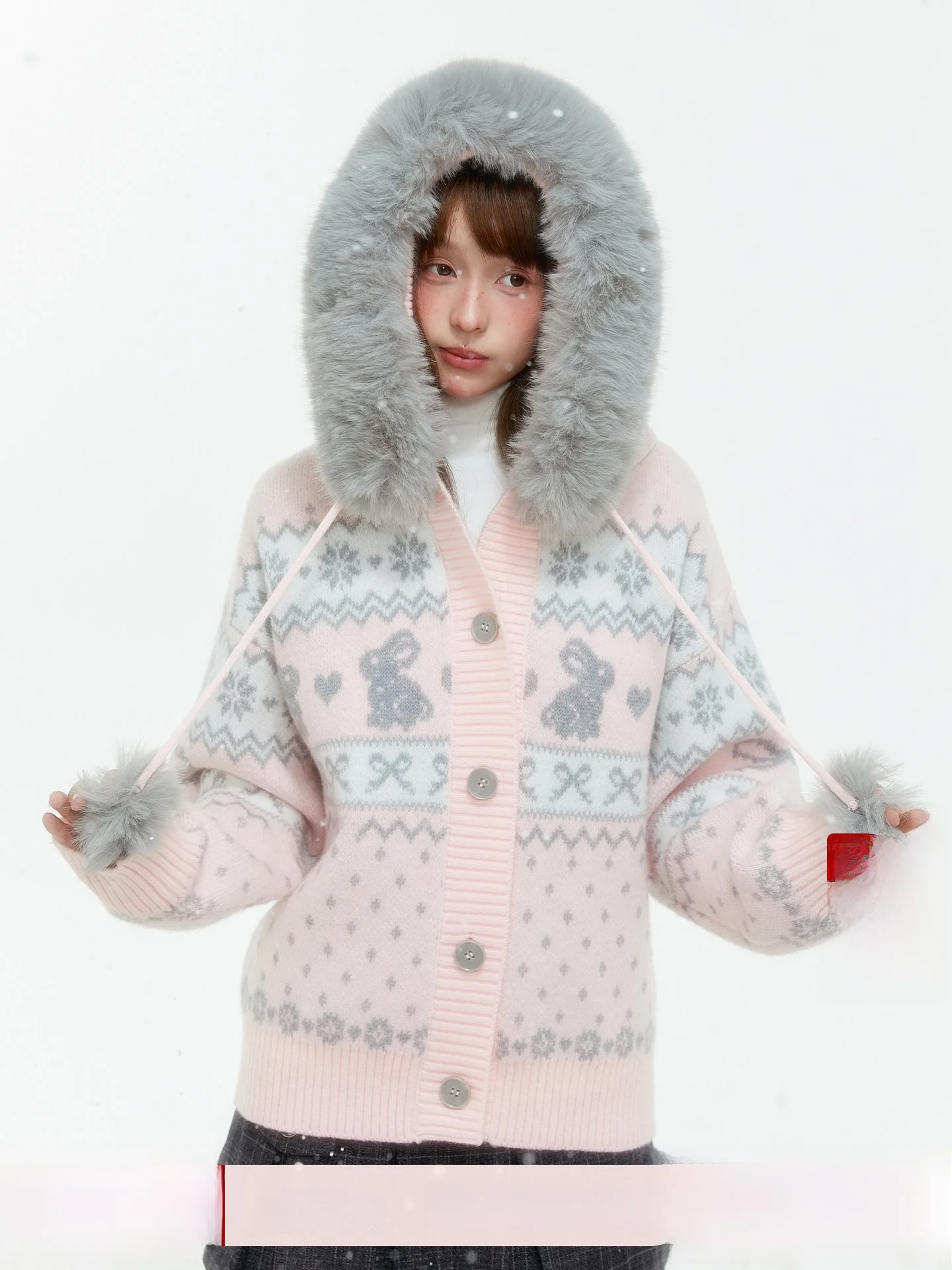 

STA Sweet Sle Women's Knitted Hat Sweater Detachable Fur Collar Loose Fit Long Sve Cardigan Spring Autumn Faion