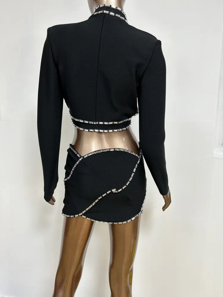 2023 New Ladies Irregular Sexy Hollow Out Top Tight Bandage Mini Dress Wedding, Birthday Celebration, Party Clothing Wholesale