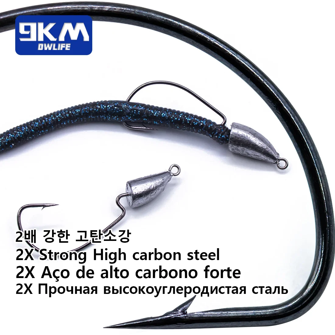 9 km 10 Stück Bullet Jig Head Haken Wide Gap Worm Hooks – Detail 2