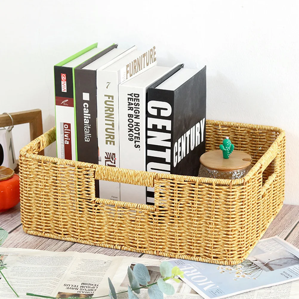 

Woven Storage Large Capacity Sundries Basket Household Organizer Closet Bedroom Living Room Storage Box