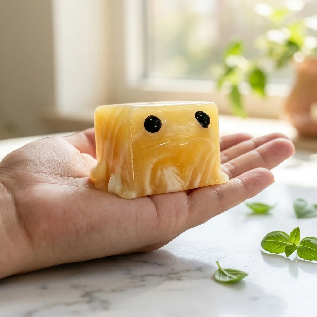 1pc Yellow calcite frog carving Suitable for Birthday Gift, Crystal Cave for Gem Collectors，Suitable for Home And Office Decor