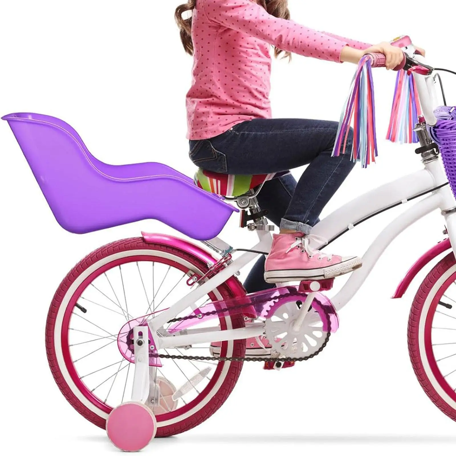 Kids Bicycle Doll Seat Fit Most Dolls & Stuffed Animals Cute Easy to Install Kids Doll Bicycle Seat Bike Attachment Accessory